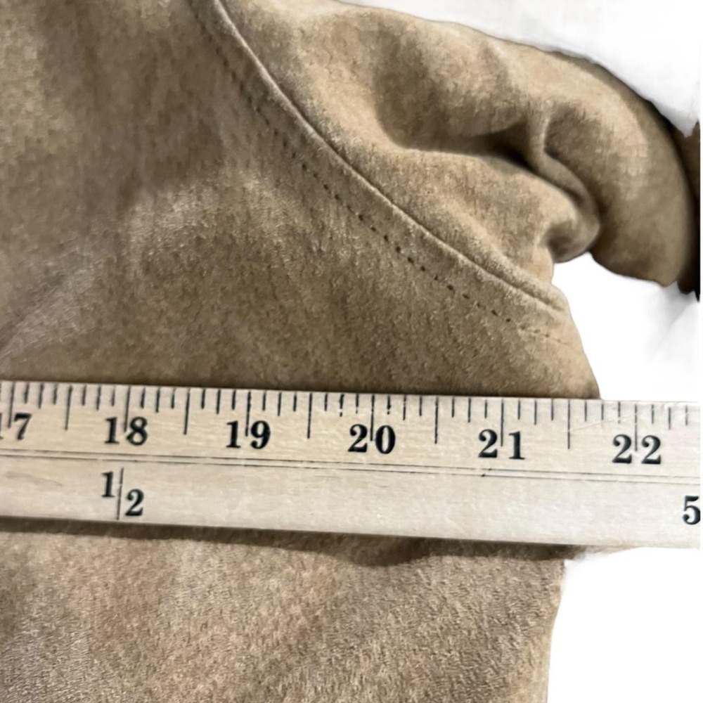 Winlit New York Reversible Genuine Leather Suede Faux Fur Hooded Coat Tan Medium - Picture 8 of 11